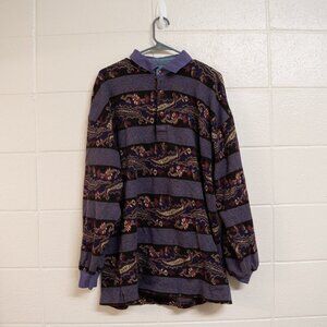 Cotton Mill rugby-style sweatshirt with a paisley design.